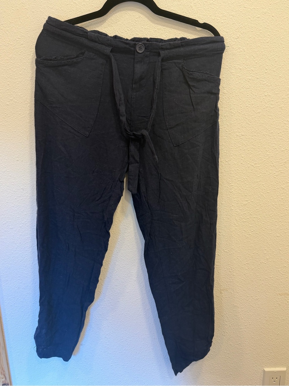 Alya Navy Blue Elastic Waist Pants
